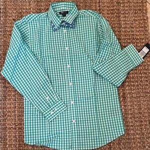 Tommy Hilfiger Aqua Green Sailor Button-up with Floral Bow Tie - Size  18
